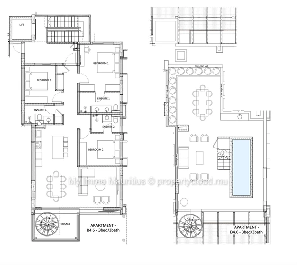 3-bedroom penthouse on the waterfront in Rivière Noire
