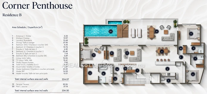 Penthouse Azulina à 100 m de la plage