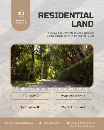 Premium Residential Land for Sale in Floreal (Riverwalk) – Prestigious Address Among VVIP Residences 