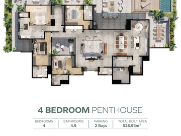 Penthouse de 3 Chambres