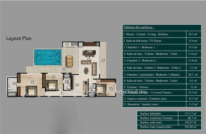Superbe villa 3 chambres avec piscine privée à vendre à Grand Baie