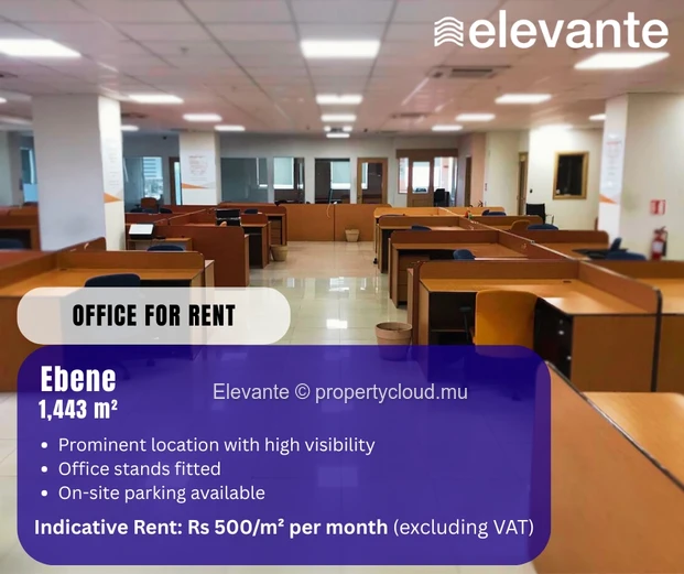 Office spaces available at Ebène for a total surface of 1,443m²