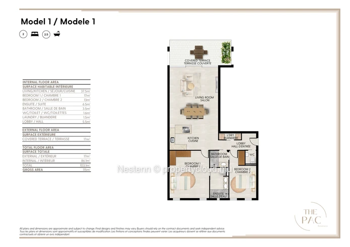 Modern 2-bedroom apartment in Péreybère, PDS residence, ground floor, fully equipped kitchen, automated garage, near ...