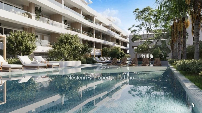 Modern penthouse in Pointe aux Canonniers with 4 bedrooms, 4 baths, garage, security, and close to amenities. Unfurni...