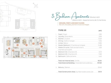 Appartement de 3 Chambres