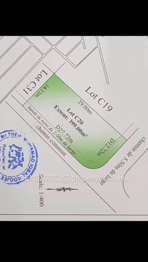 9.45 Perches Residential Land for Sale – Morcellement Highland Park, Highlands