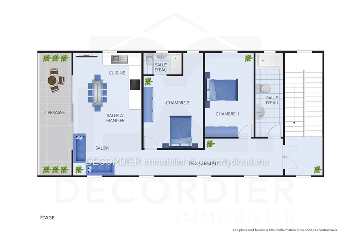 Apartment located on the 2nd floor at 5 minutes walk from the beach