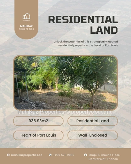 Prime Residential Land for Sale in Port Louis, Mauritius – Exceptional Investment Opportunity