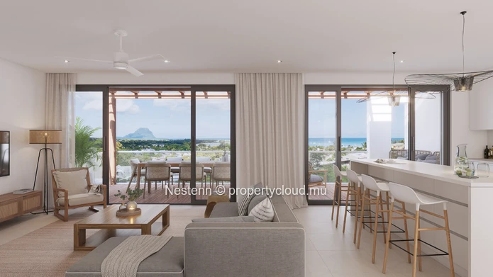 3 bedroom apartment with jacuzzi on terrace and view of Le Morne
