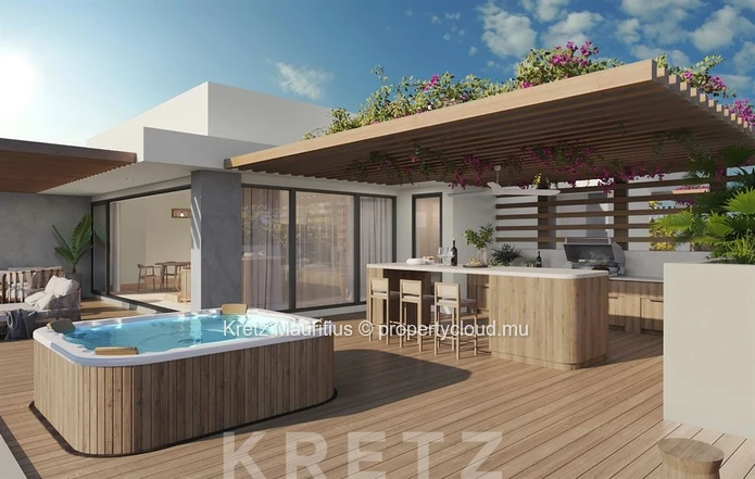 Three-bedroom seafront penthouse with views of Le Morne