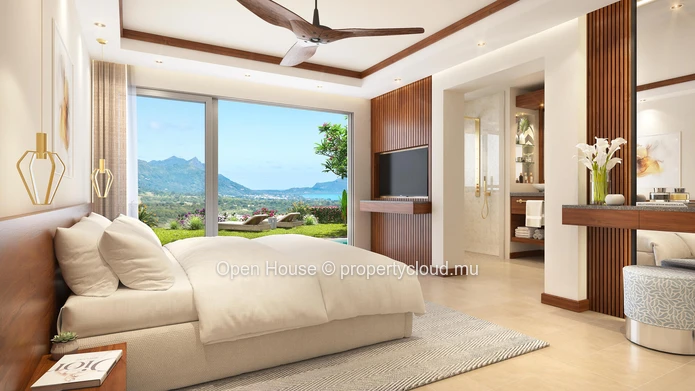 Penthouse à vendre à Black River, 374m², 3 chambres, vue mer et morne, piscine, accessible aux étrangers.
