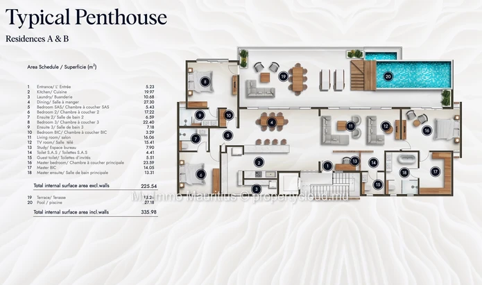 Exceptional penthouse in Pointe aux Biches - Top floor with private pool