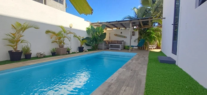 Modern furnished house with swimming pool, rooftop, and sea & mountain views