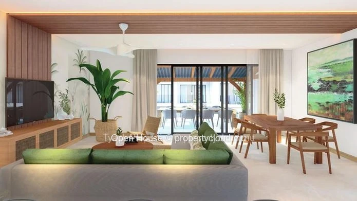Penthouse R+2 à vendre à Péreybère, Grand Baie. 118m², 3 chambres, piscine commune, proche de toutes commodités. Rs.