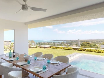 Magnifique appartement à vendre avec vue à 180 degrés sur la mer et les montagnes à Tamarin, Île Maurice