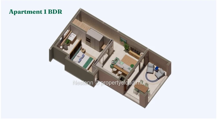 Modern 1-bedroom apartment with sea access