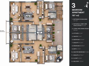 Appartement de 3 Chambres