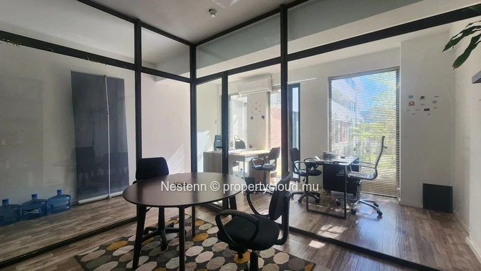 Furnished office space in Ebène of 28 m², air conditioning, private lift, secured parking, mountain view, and close t...