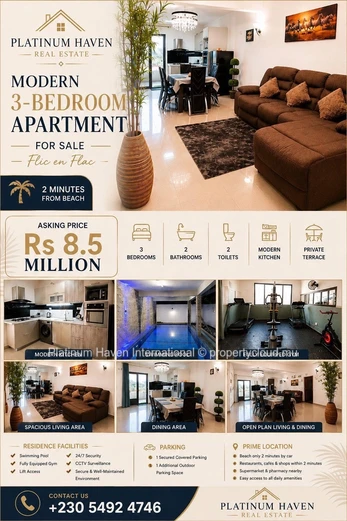 FOR SALE: Modern 3-Bed Apartment – Flic en Flac
